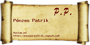 Pénzes Patrik névjegykártya